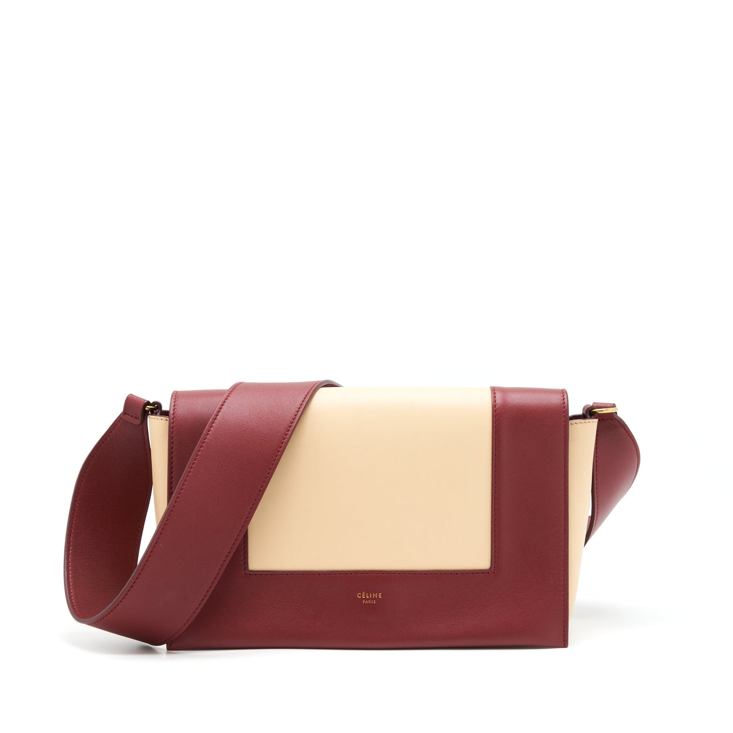 Celine Frame Purse Dark Red/Light Beige