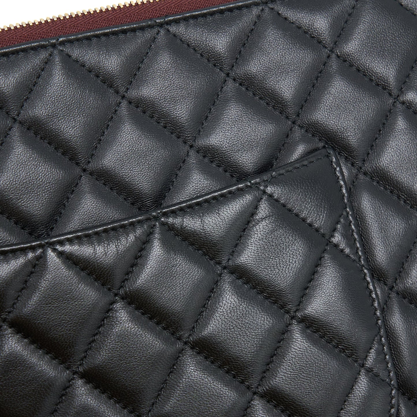 Chanel O Case Pouch Lambskin Black L