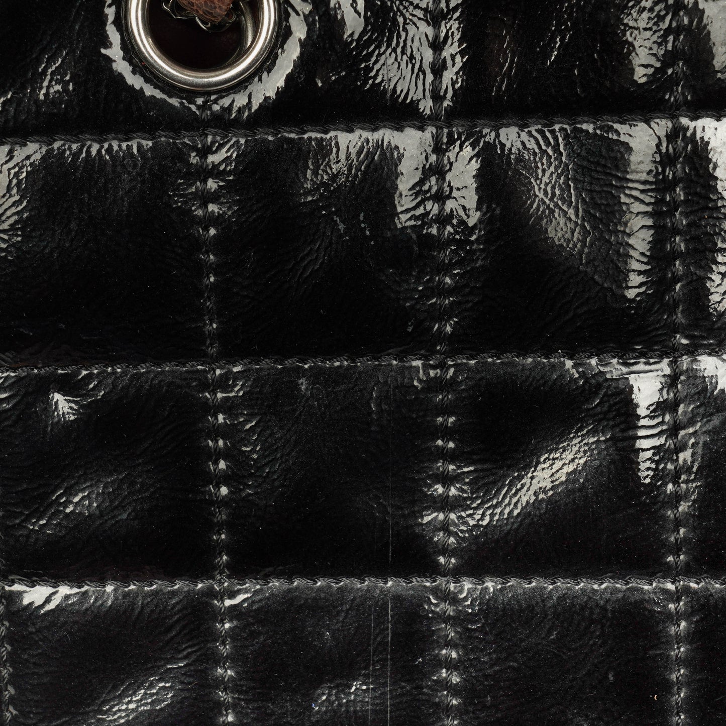 Chanel Patent Leather Chocolate Bar Quilted Tote