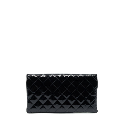 Chanel Fold Over Clutch Patent Leather Black