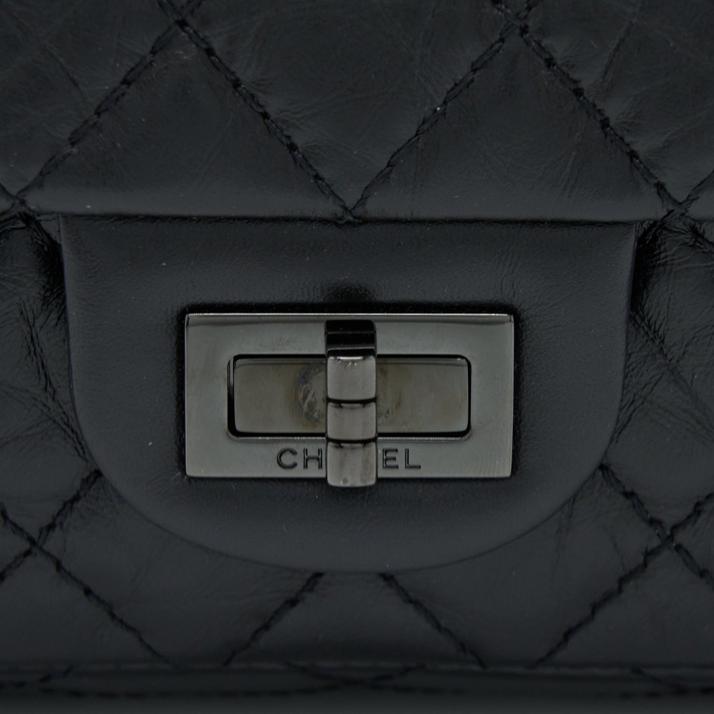 Chanel Small 2.55 Reissue Flap Bag Aged Calfskin So Black with Black Hardware (Microchip)