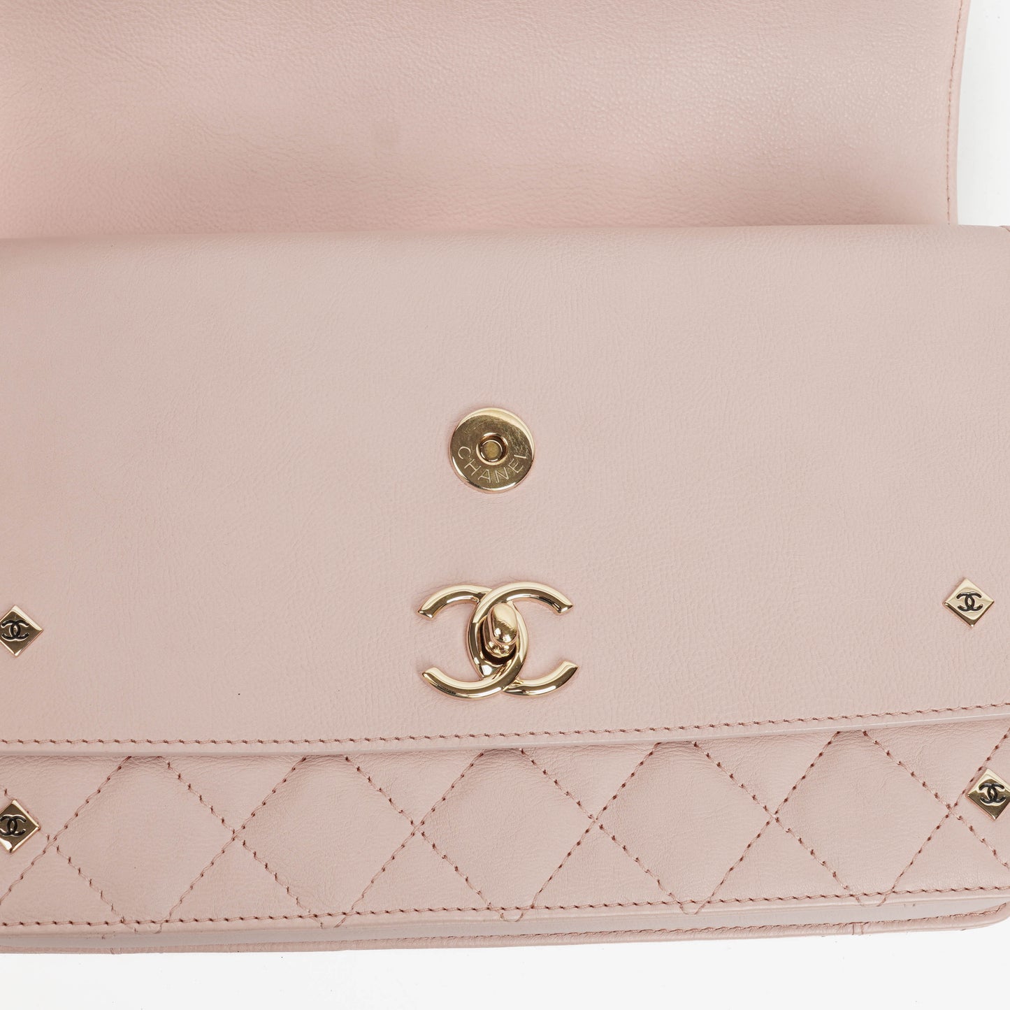 Chanel Light Pink Quilted Lambskin Flap Bag Champaigne Gold - Tone Hardware
