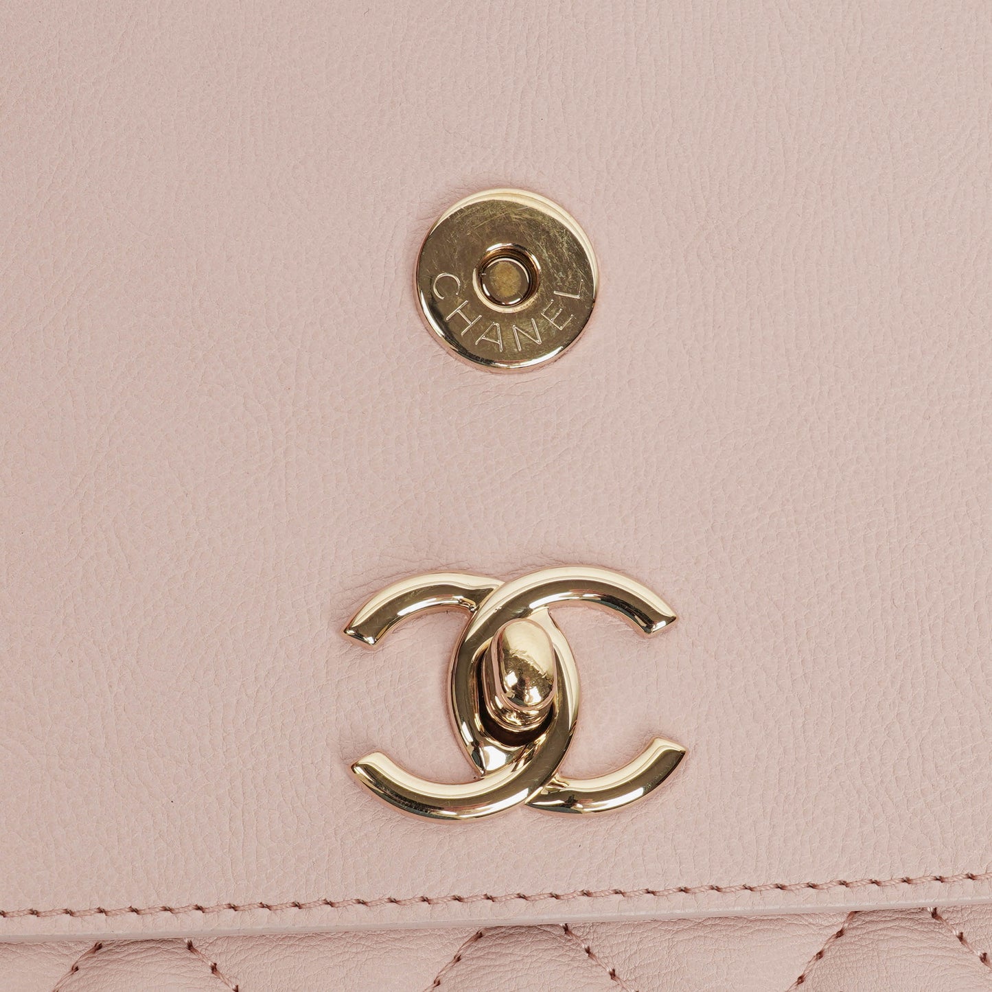 Chanel Light Pink Quilted Lambskin Flap Bag Champaigne Gold - Tone Hardware