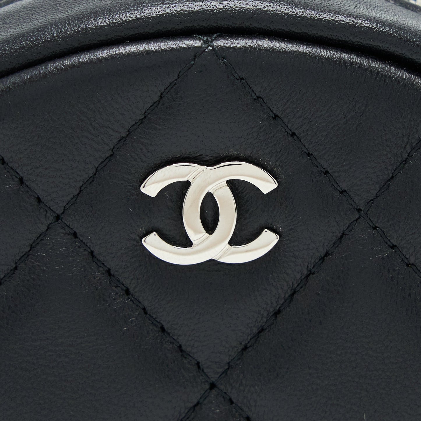 Chanel Round Clutch With Chain Lambskin Black