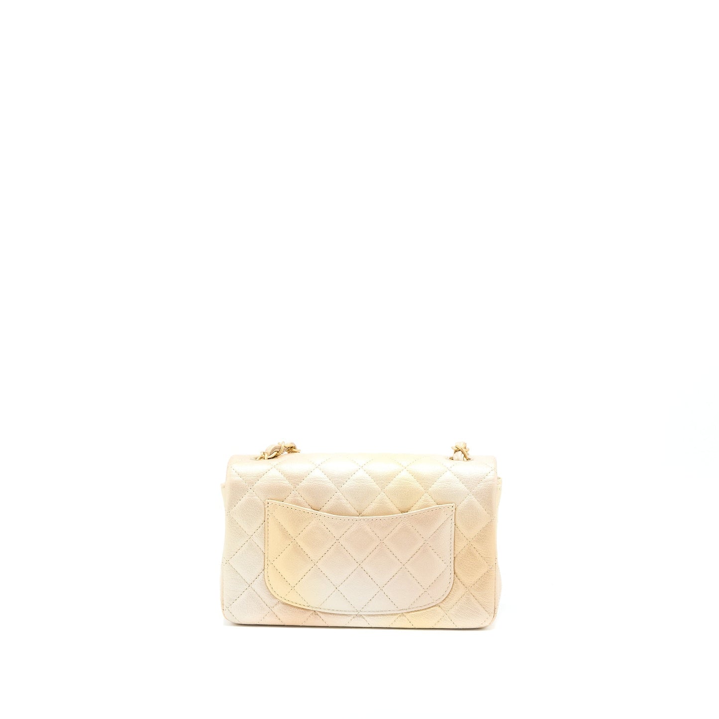 Chanel 22C MIni Rectangular Flag Bag Goatskin Ombre Beige Brushed  (Microchip)