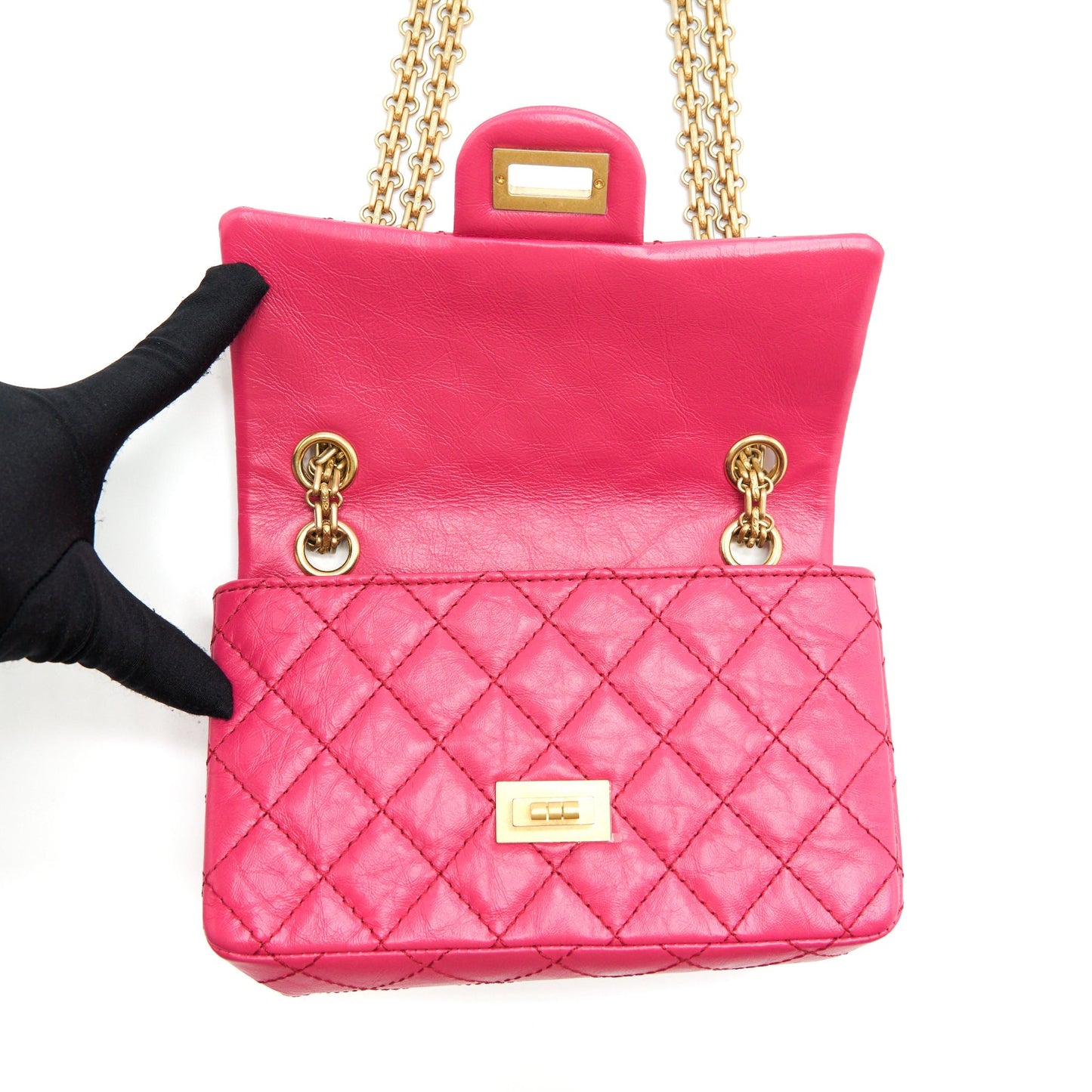 Chanel Mini 2.55 Reissue Flap Bag Aged Calfskin Hot Pink