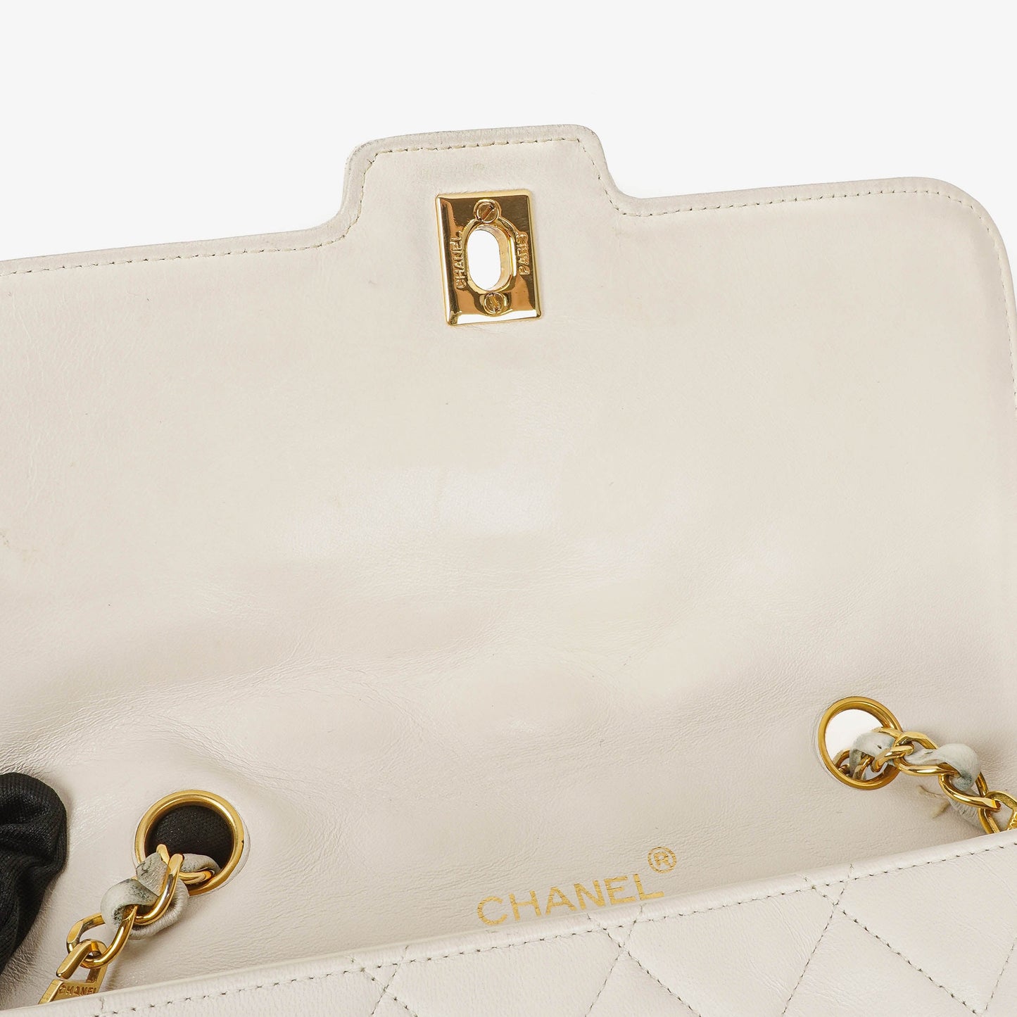Chanel Diana White Quilted Lambskin  Small Flap Bag With 24K Gold-Plated Hardware
