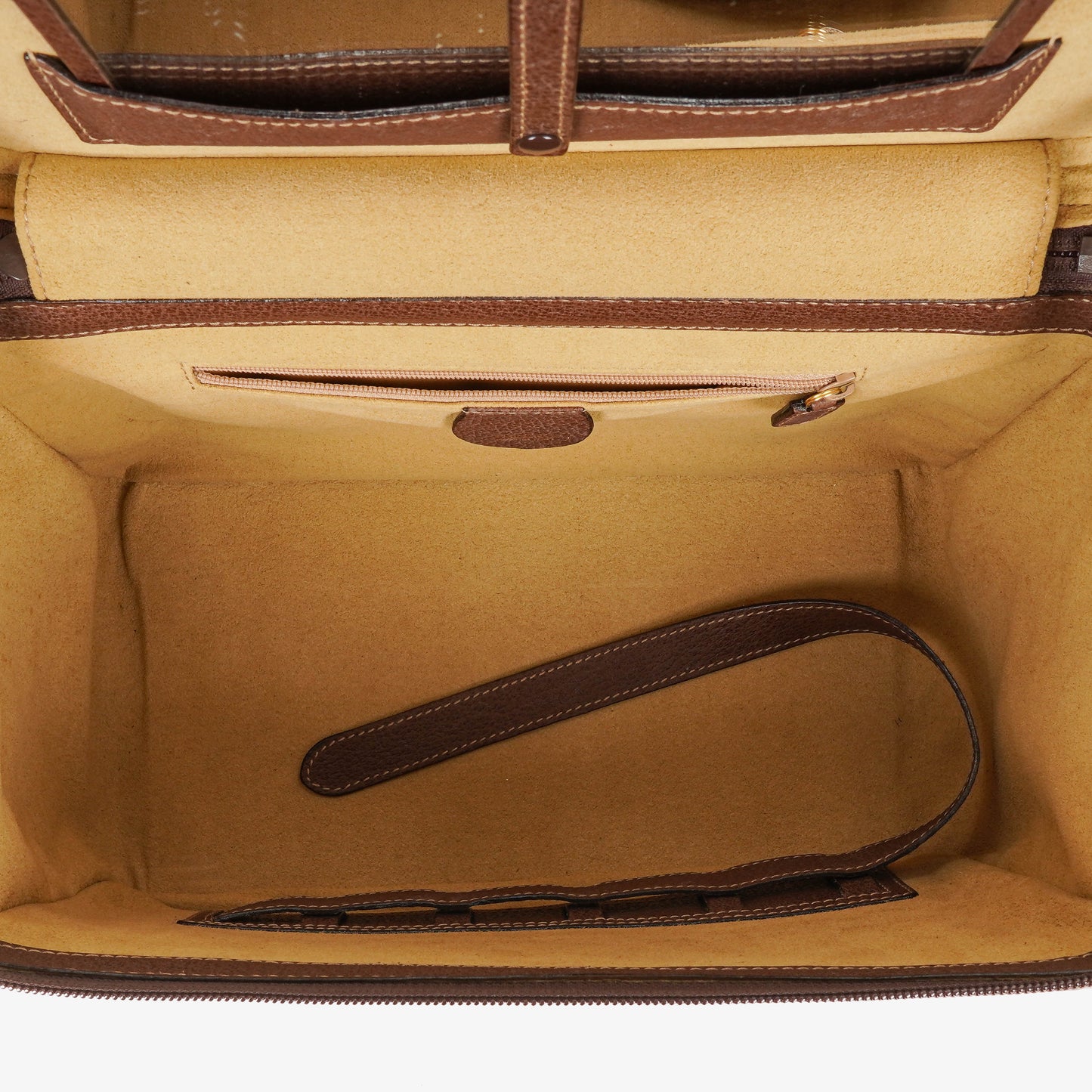 Gucci Vintage Bamboo Brown Leather Vanity Case Bag