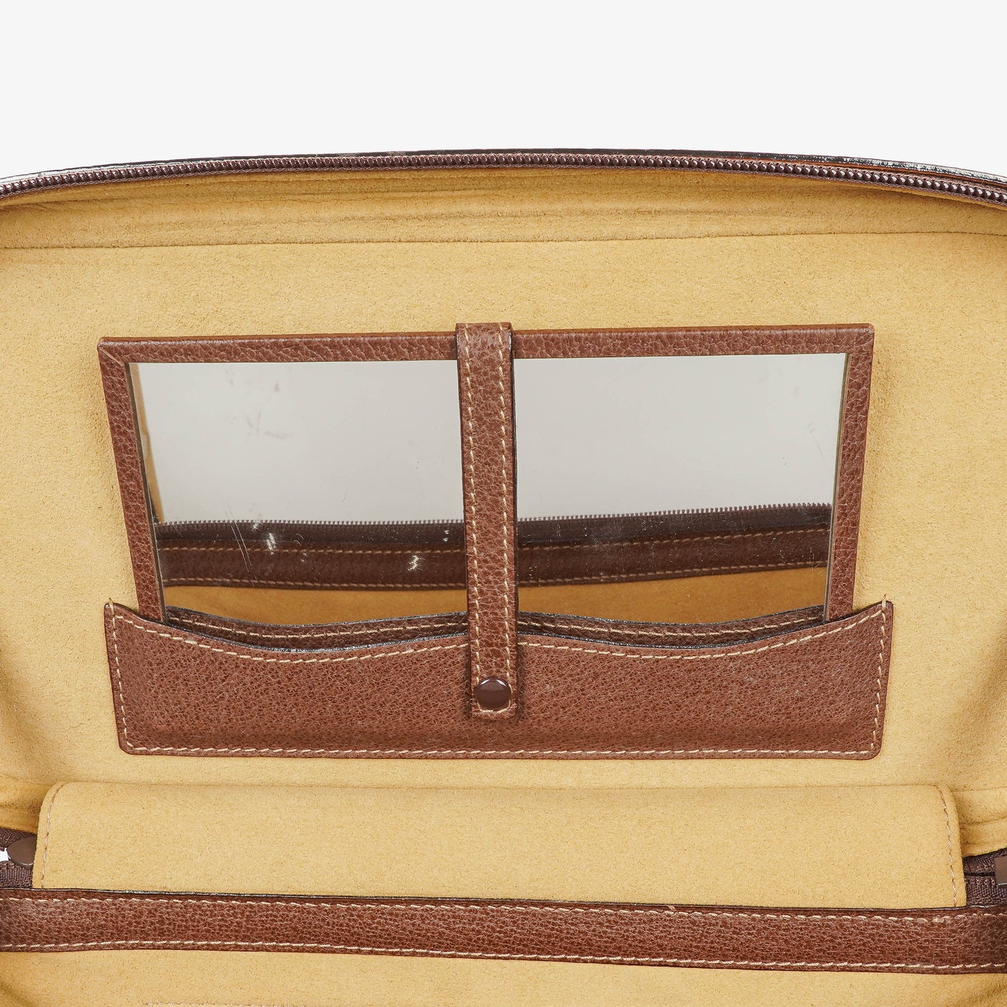 Gucci Vintage Bamboo Brown Leather Vanity Case Bag