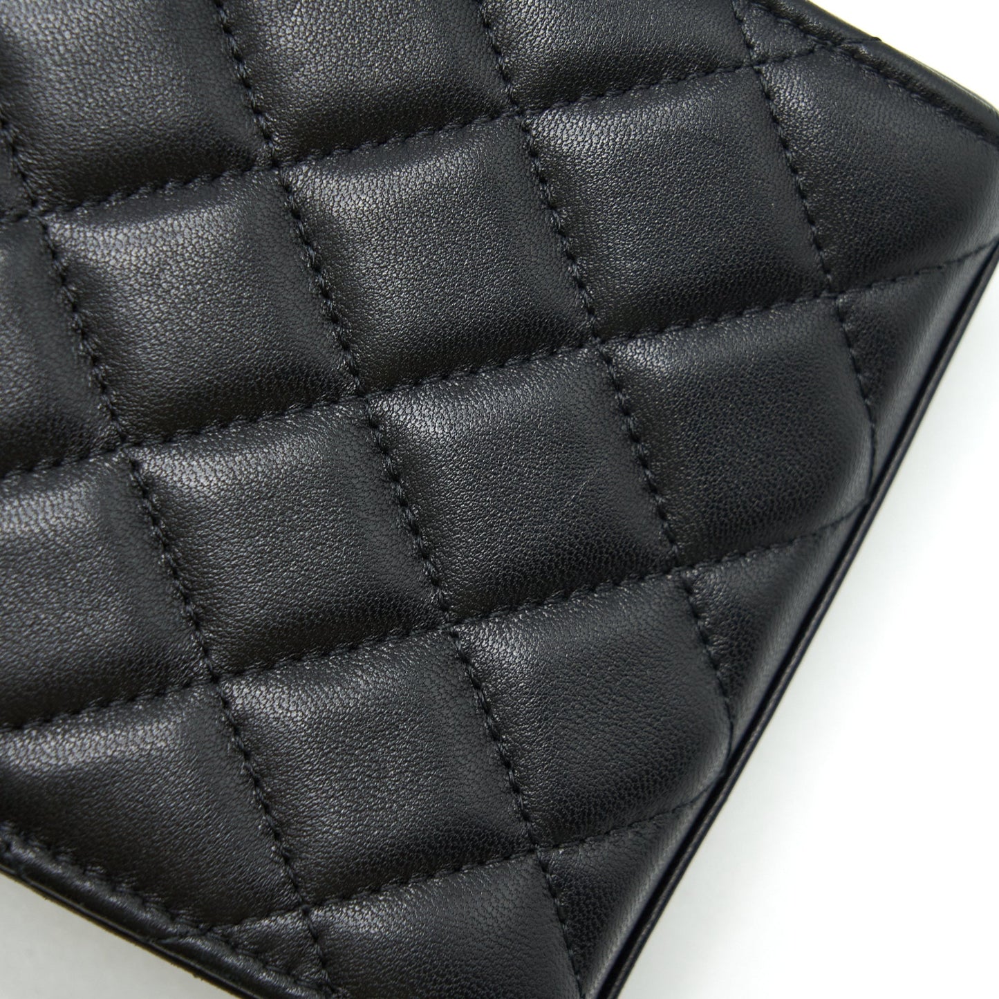 Chanel Pearl Crush Phone Case With Chain Lambskin Black