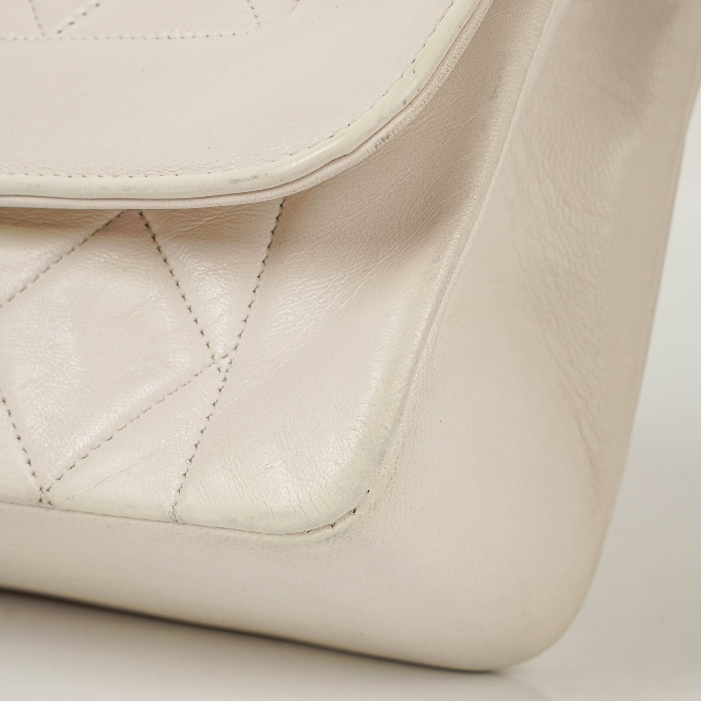 Chanel Diana White Quilted Lambskin  Small Flap Bag With 24K Gold-Plated Hardware