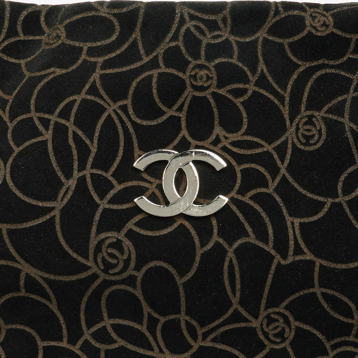 Chanel Camellia Chain Embossed Suede Shoulder Bag