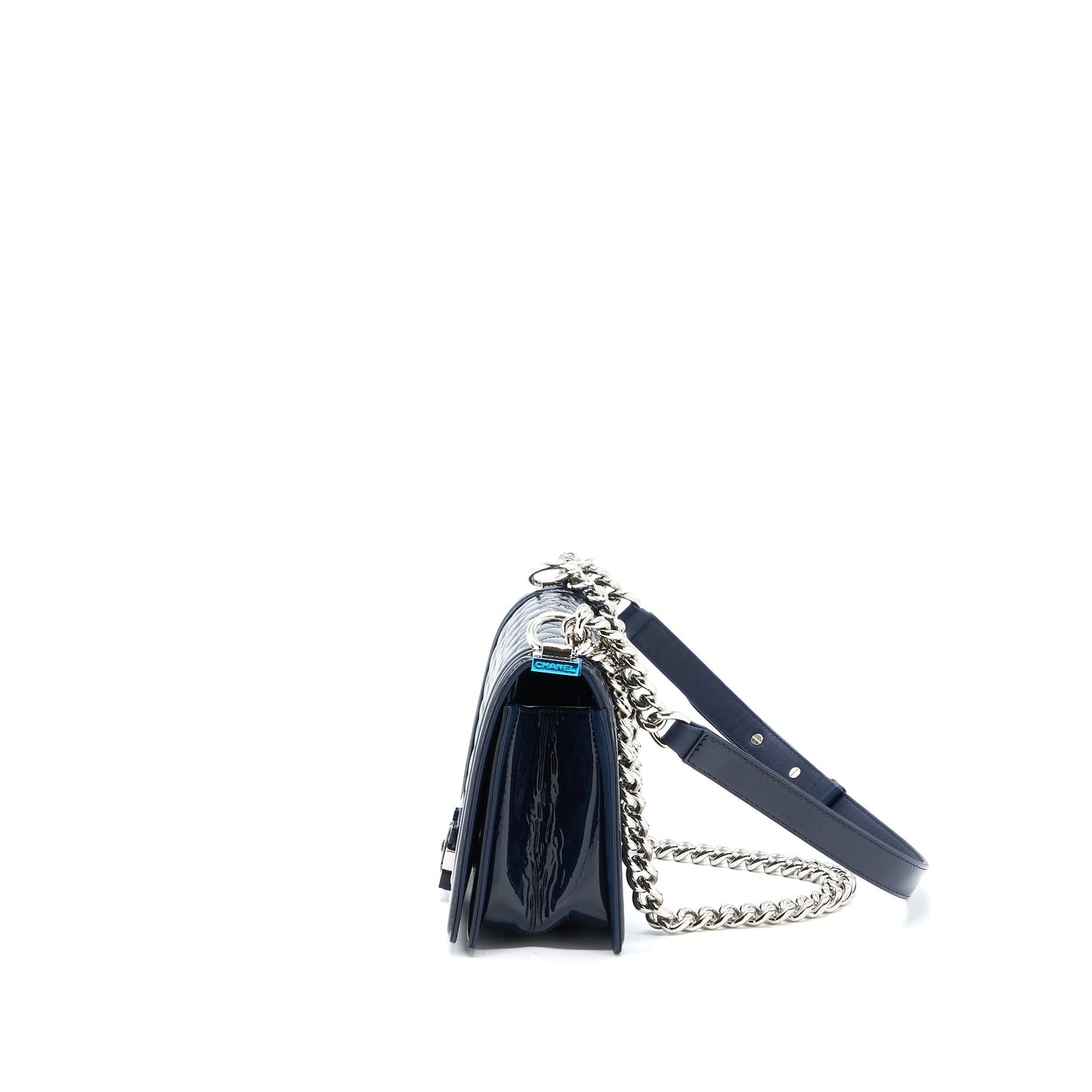 Chanel Medium Boy Bag Patent Navy