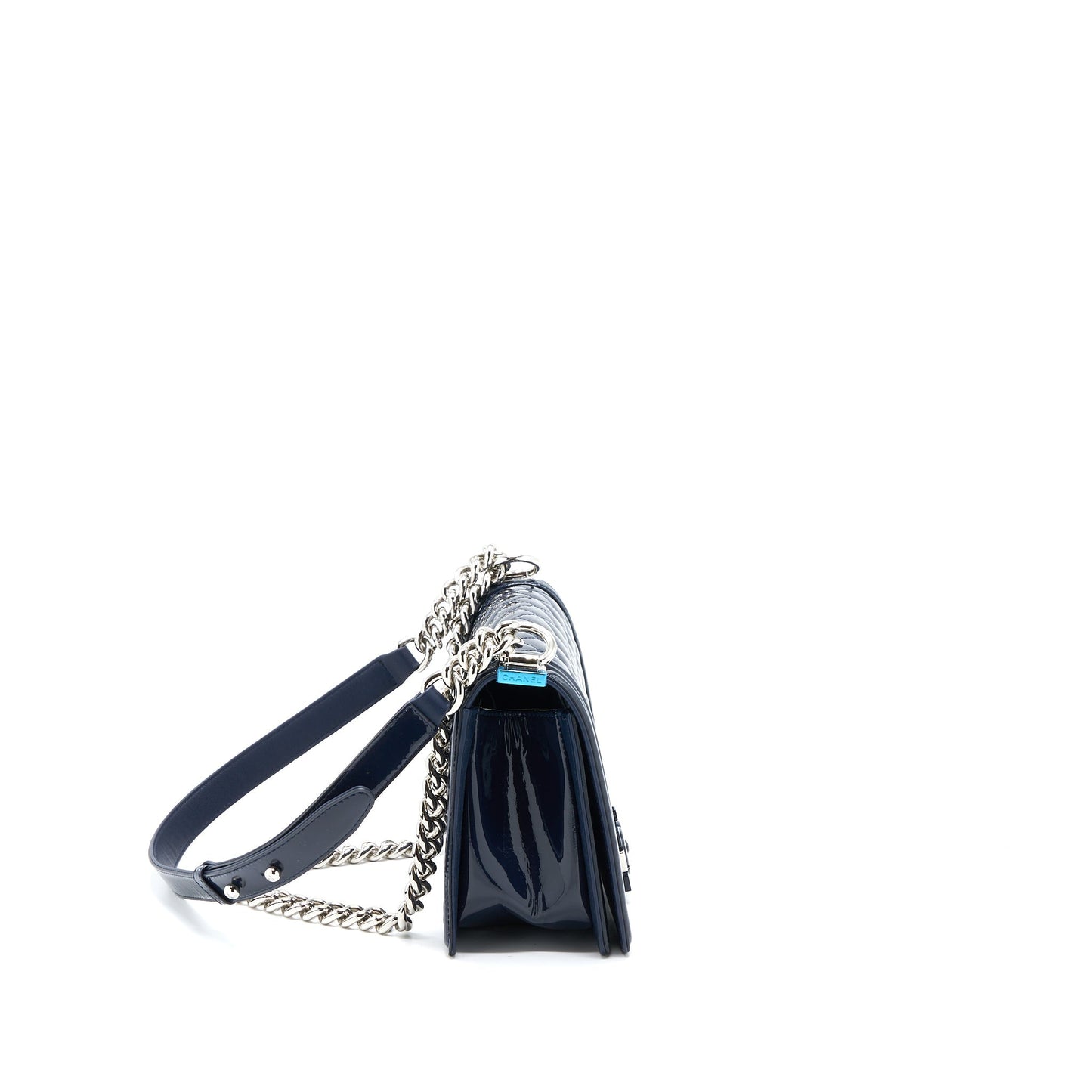 Chanel Medium Boy Bag Patent Navy