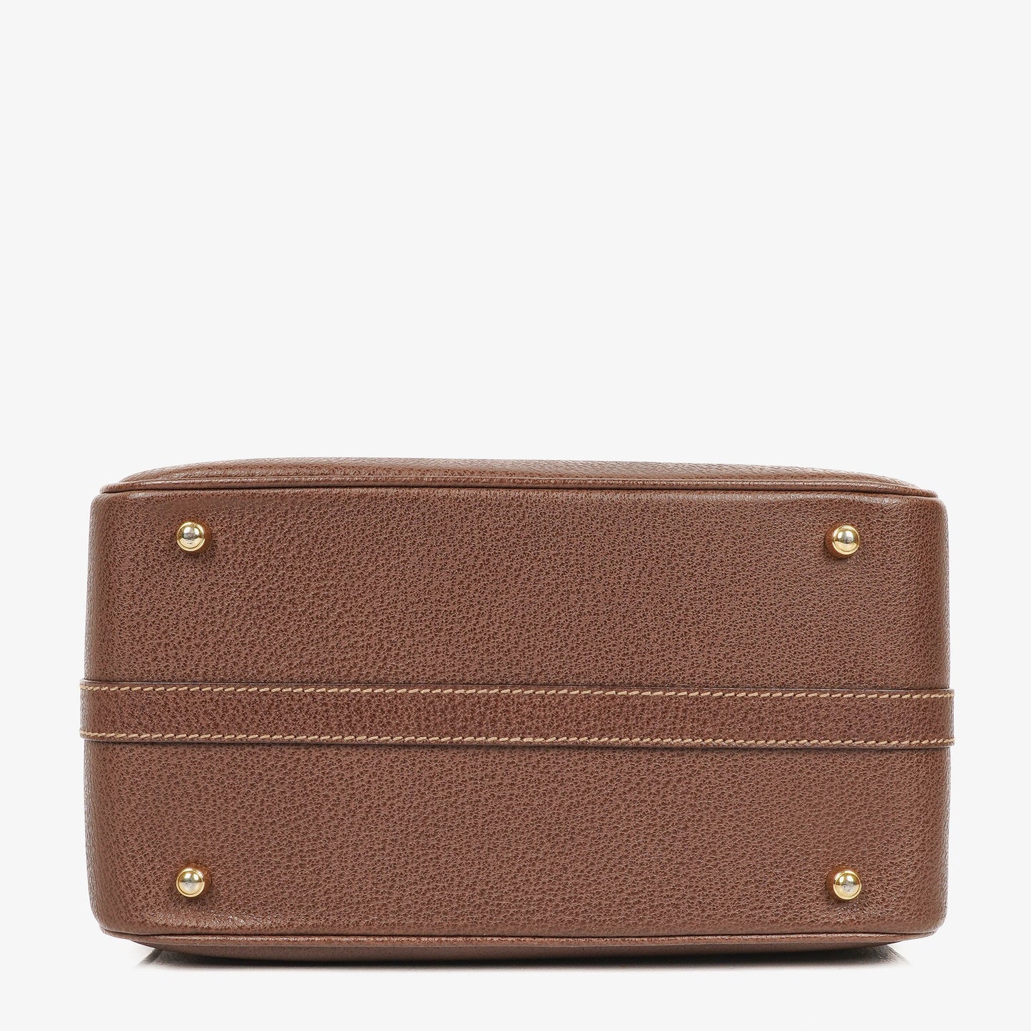 Gucci Vintage Bamboo Brown Leather Vanity Case Bag