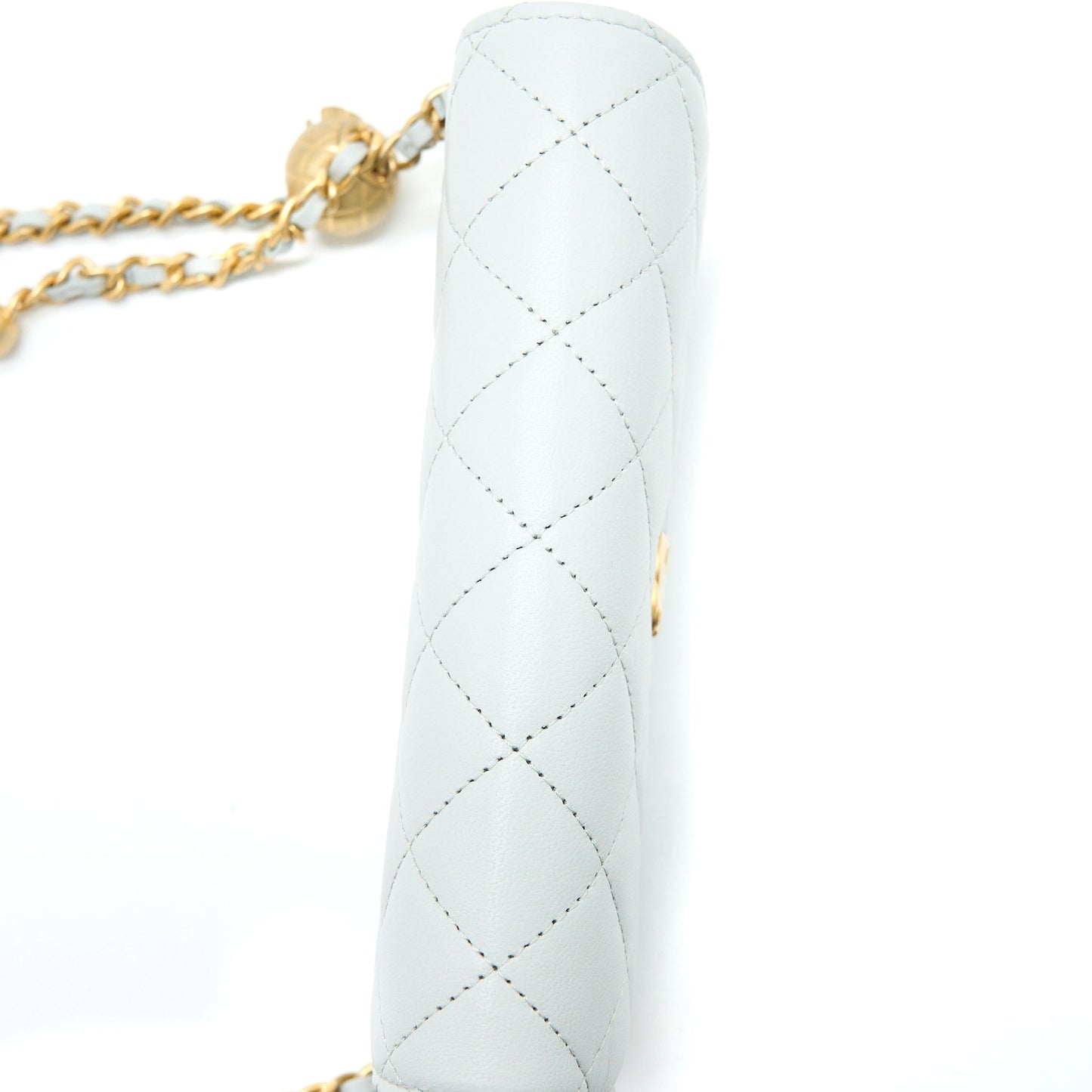 Chanel 23C Pearl Crush Mini Flap Bag Lambskin Light Grey Brushed  (Microchip)