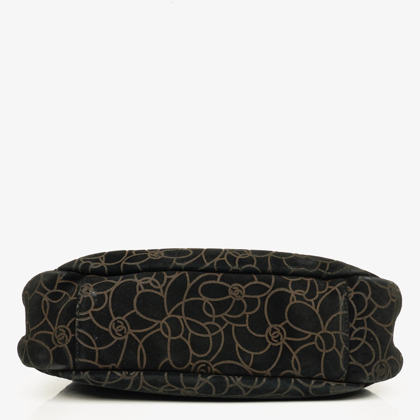 Chanel Camellia Chain Embossed Suede Shoulder Bag