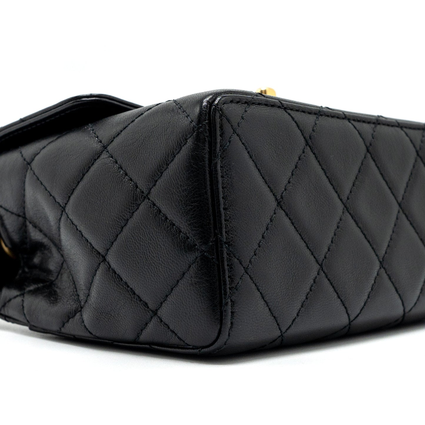 Chanel 22K Retro New Classic Square Mini Flap Bag Goatskin Black Brushed  (Microchip)