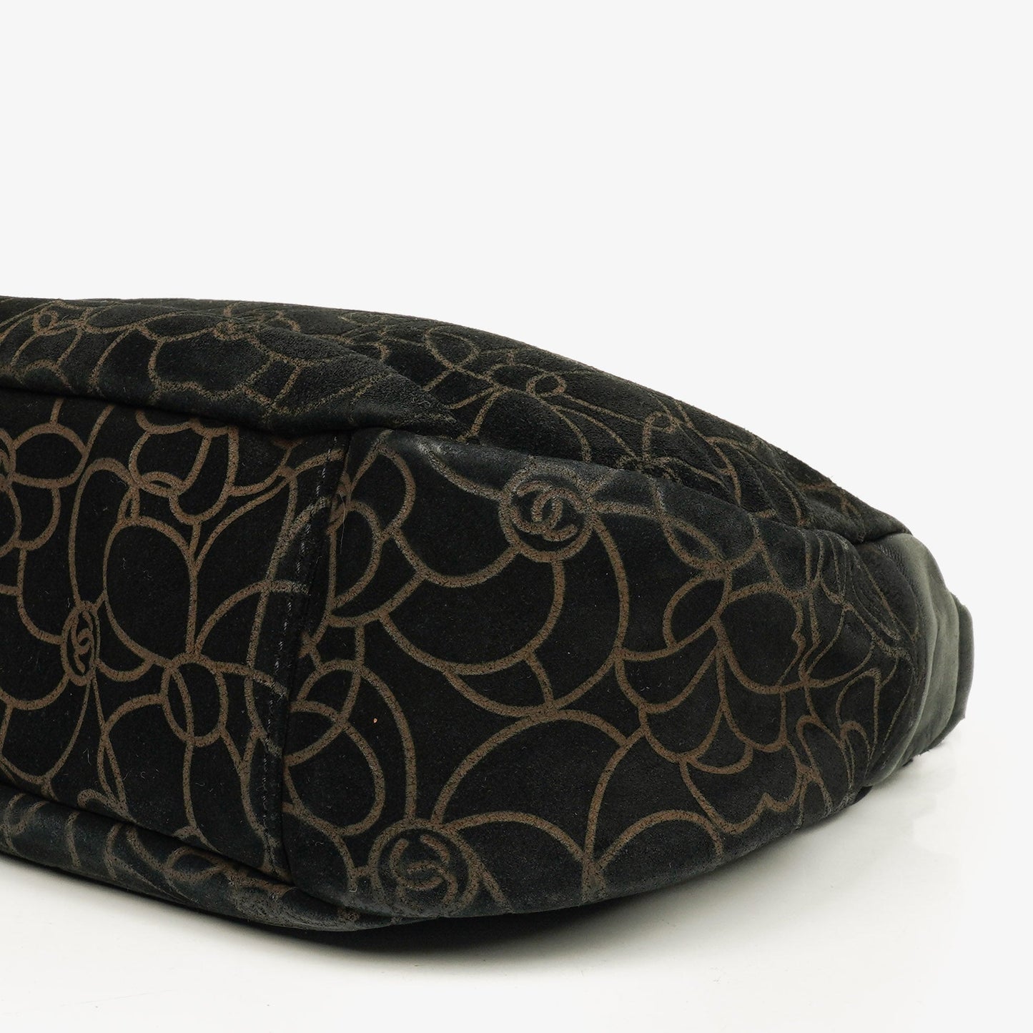 Chanel Camellia Chain Embossed Suede Shoulder Bag