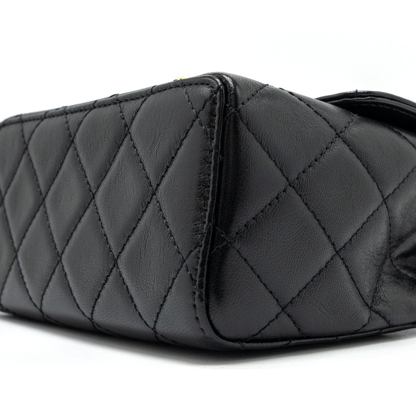 Chanel 22K Retro New Classic Square Mini Flap Bag Goatskin Black Brushed  (Microchip)
