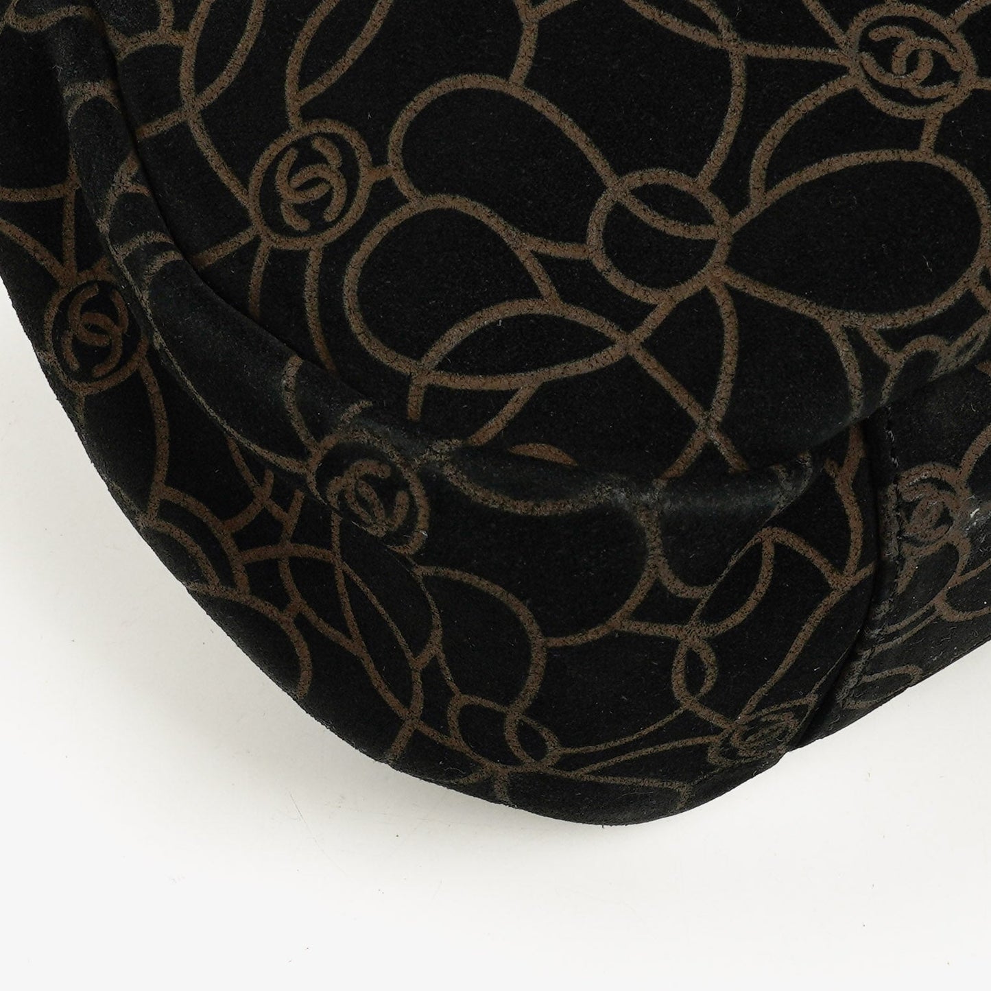 Chanel Camellia Chain Embossed Suede Shoulder Bag