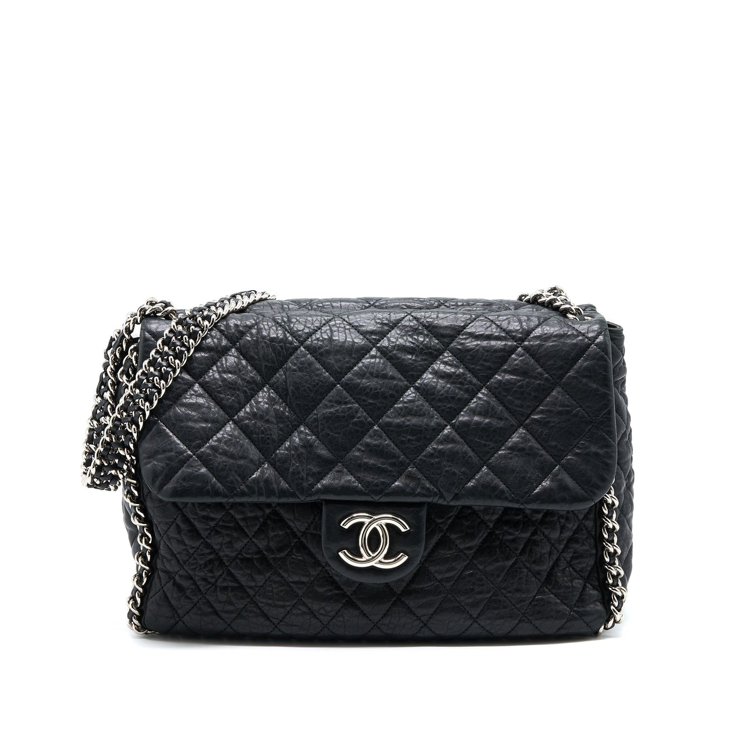 Chanel Quilted Chain Around MAXI Flap Bag Lambskin Black