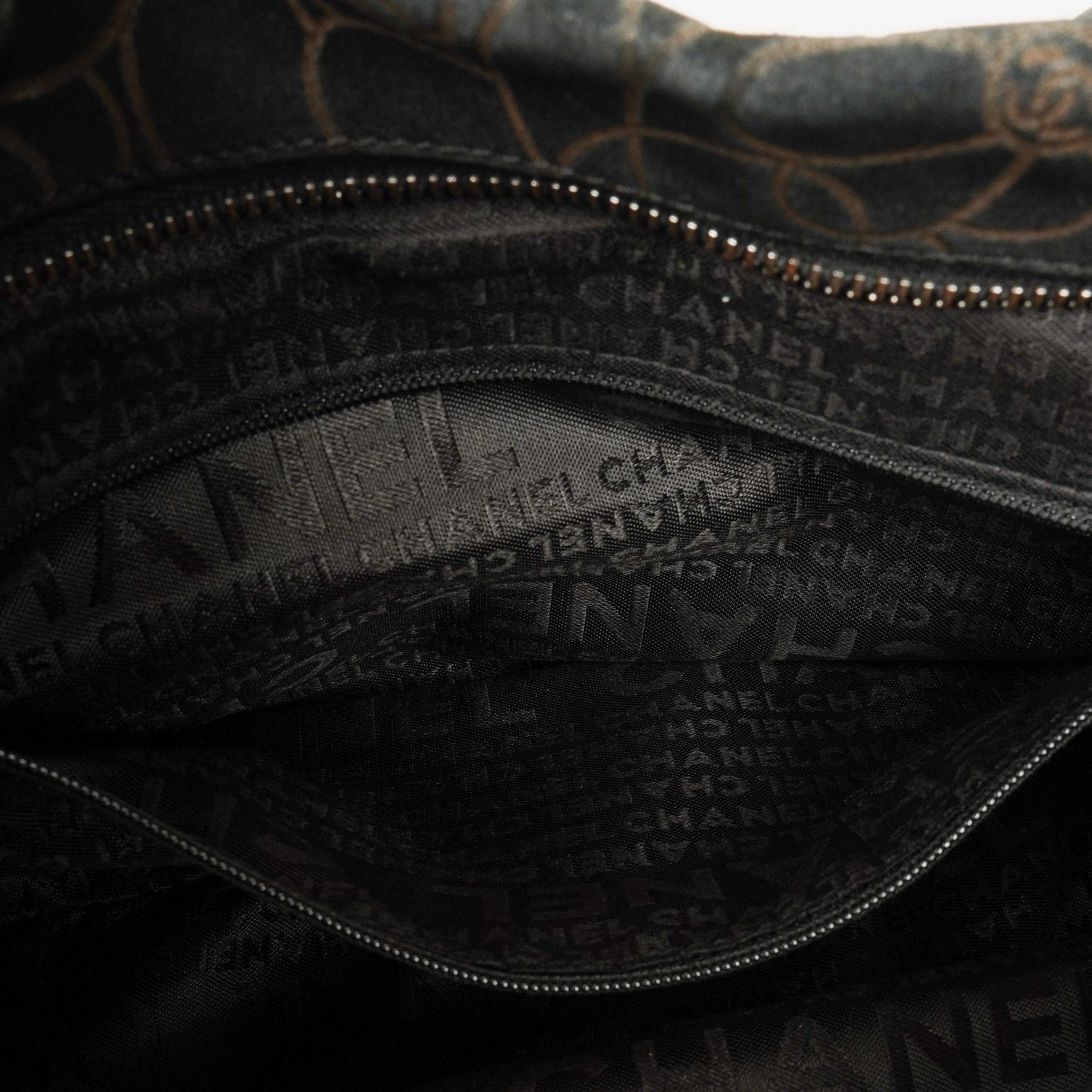 Chanel Camellia Chain Embossed Suede Shoulder Bag