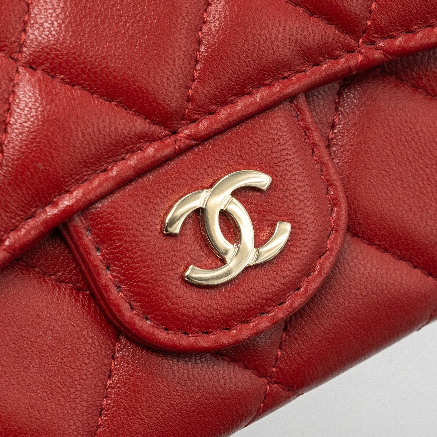 Chanel Flap Card Holder Lambskin Red
