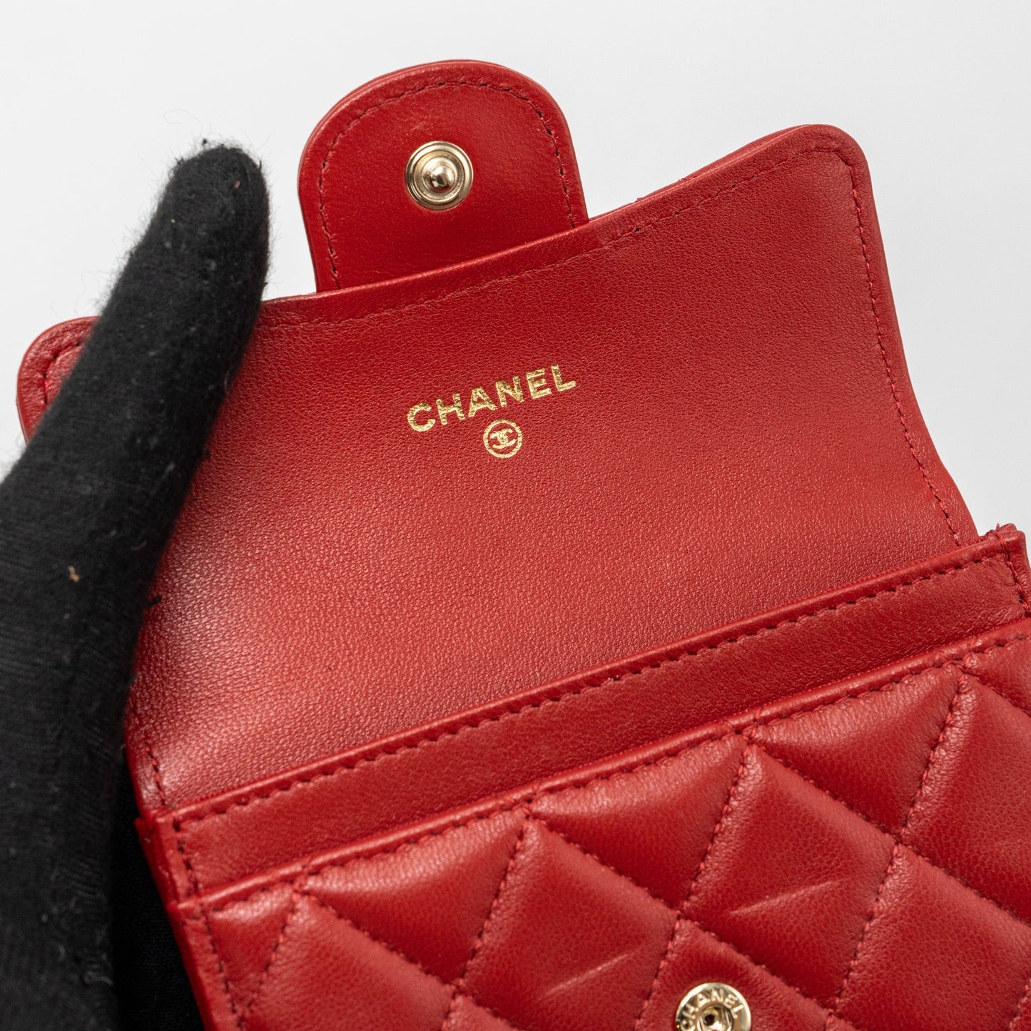 Chanel Flap Card Holder Lambskin Red