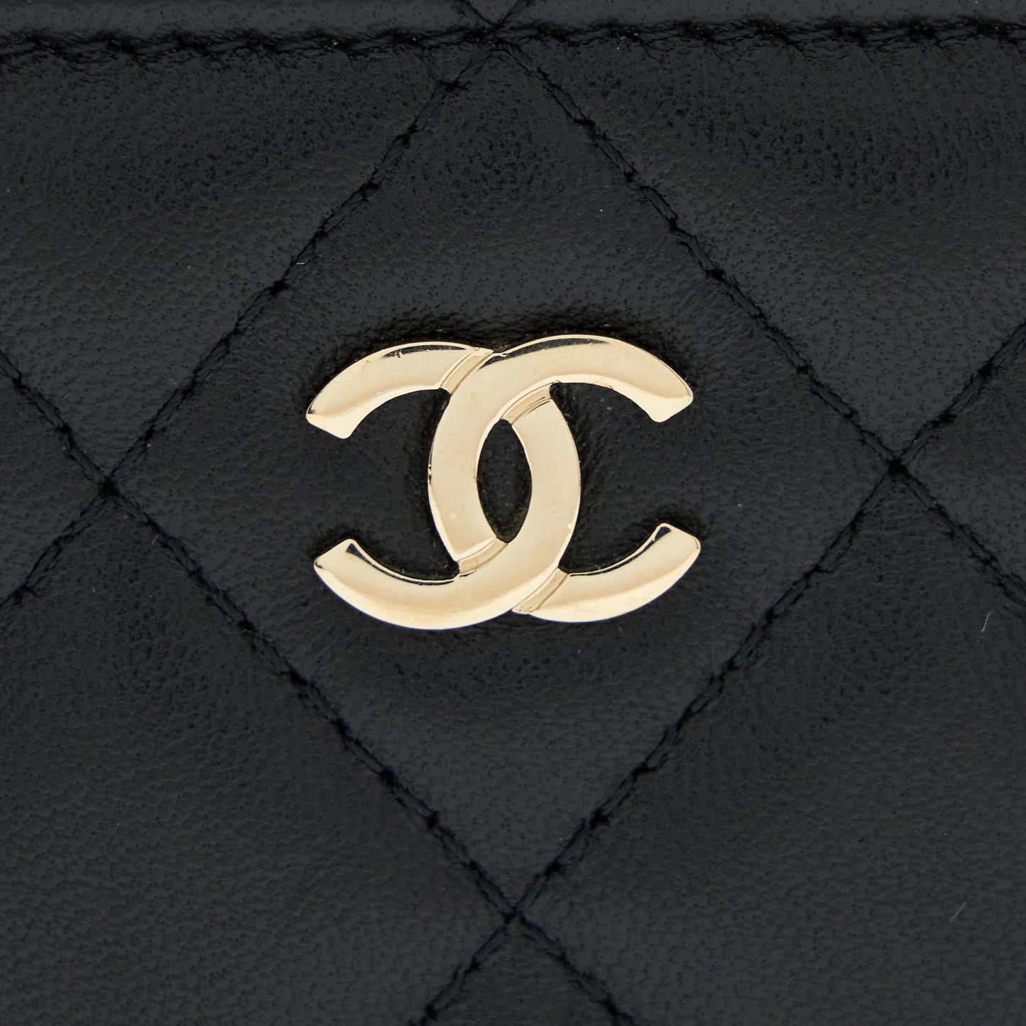 Chanel Long Vanity With Chain Lambskin Black L
