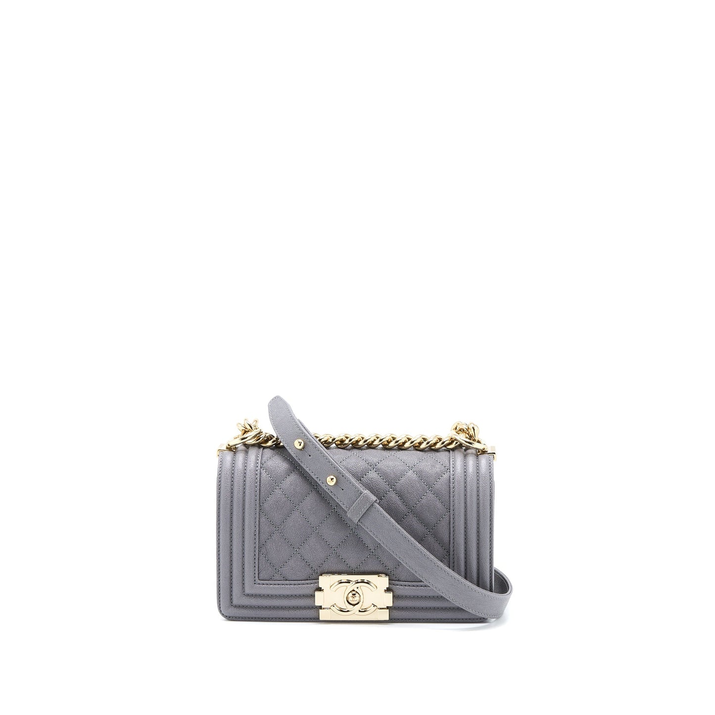Chanel Small Boy Bag Caviar Grey L