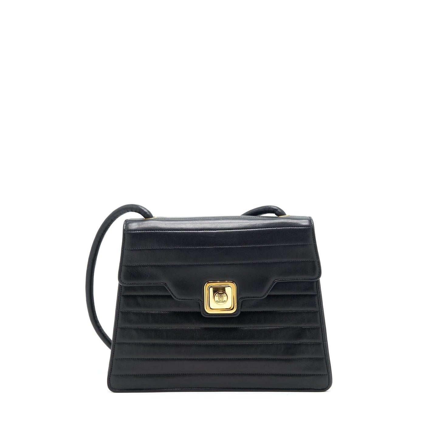 Chanel  Kelly Flap Bag With Long Strap Black 24k