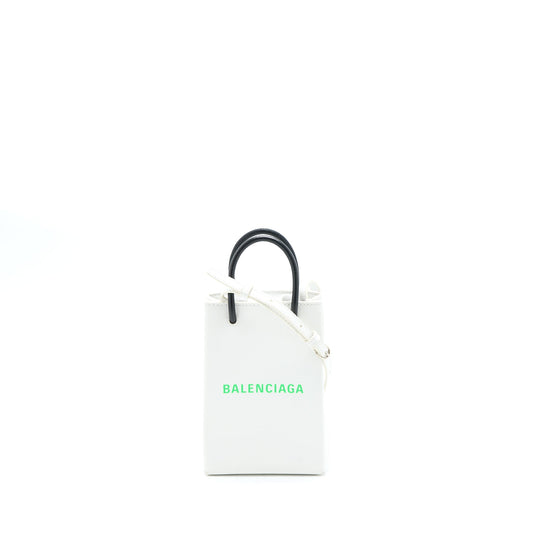 Balenciaga Mini Shopping Phone Pouch Calfskin White/Multicolour