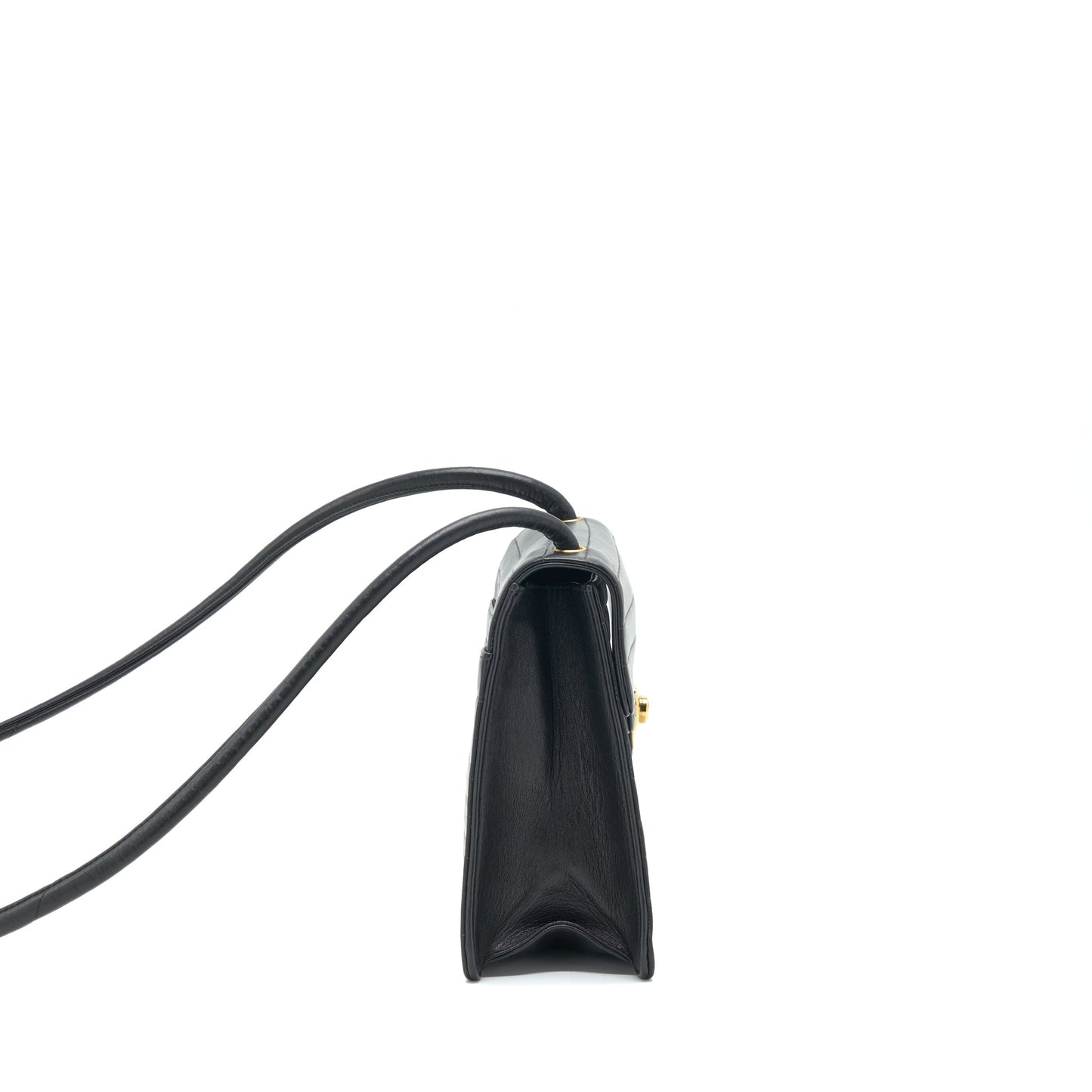 Chanel  Kelly Flap Bag With Long Strap Black 24k