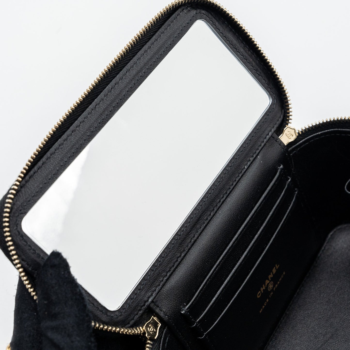 Chanel Top Handle Long Vanity Lambskin Black  (microchip)
