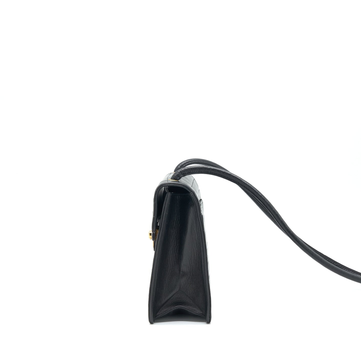 Chanel  Kelly Flap Bag With Long Strap Black 24k
