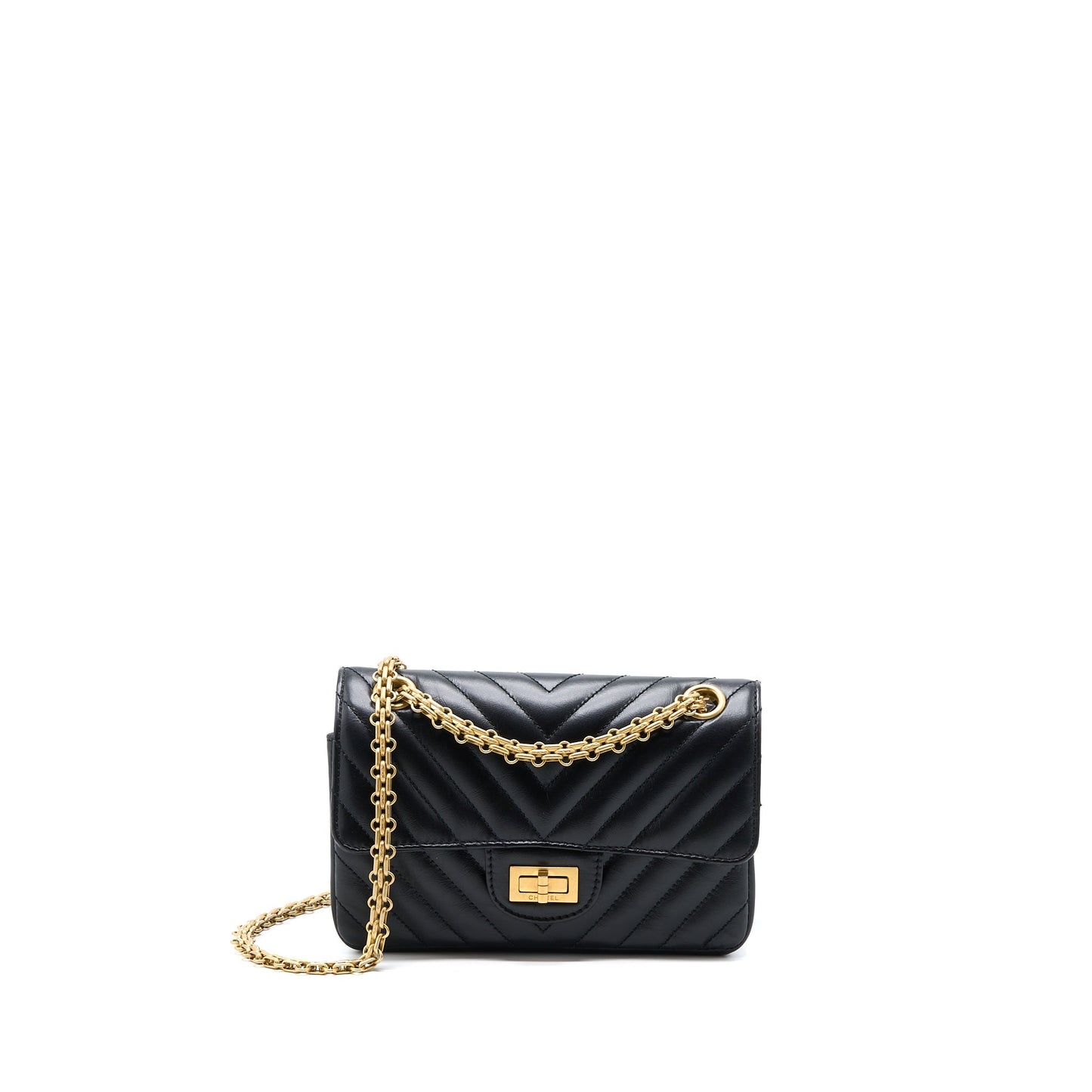 Chanel 2.55 Reissue Mini Chevron Flap Bag Aged Calfskin  Black