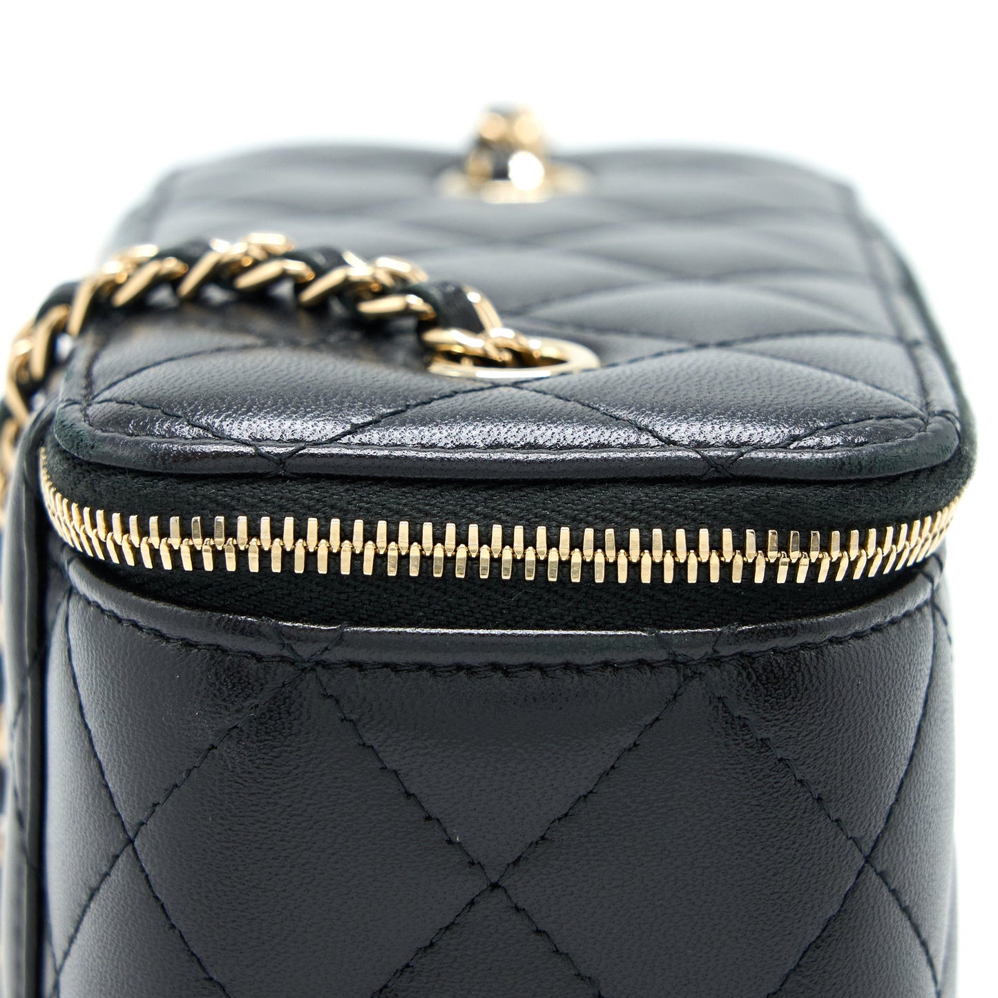 Chanel Long Vanity With Chain Lambskin Black L