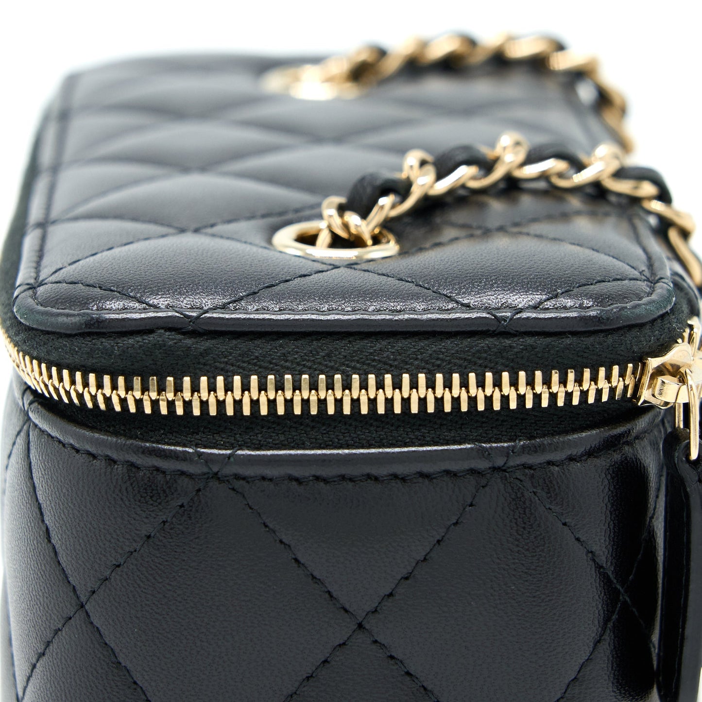 Chanel Long Vanity With Chain Lambskin Black L