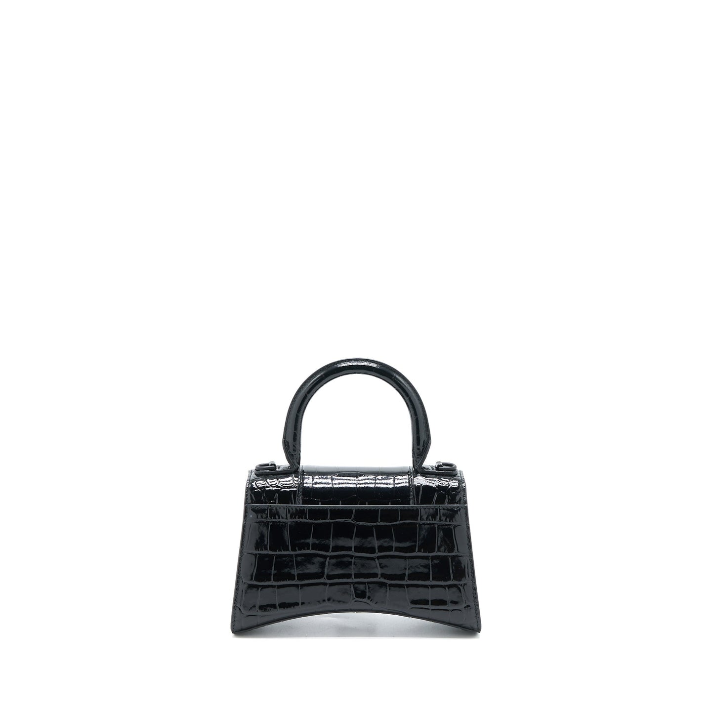 Balenciaga Hourglass Crocodile-Embossed Leather Black with Black Hardware