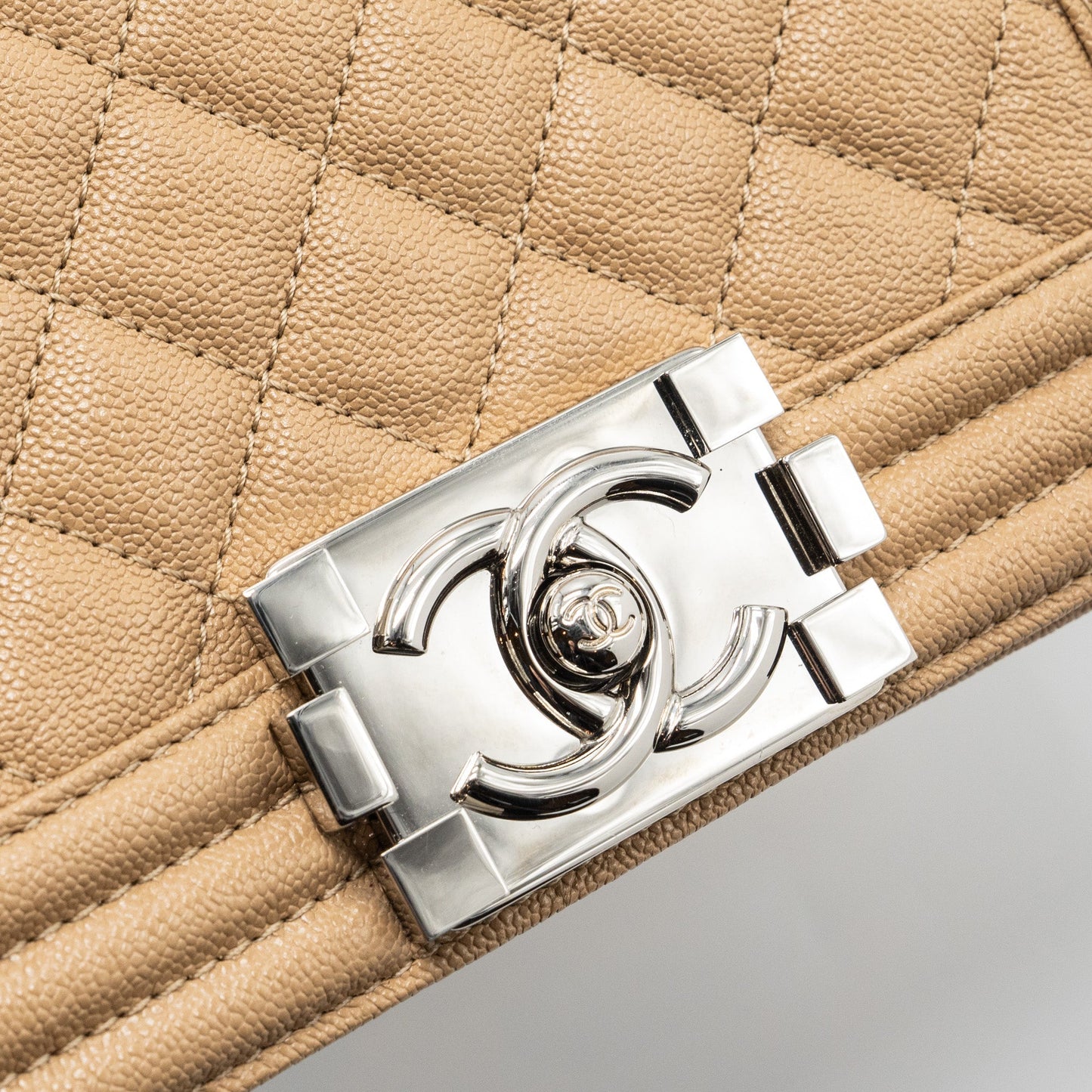 Chanel Small Boy Bag Caviar Light Beige