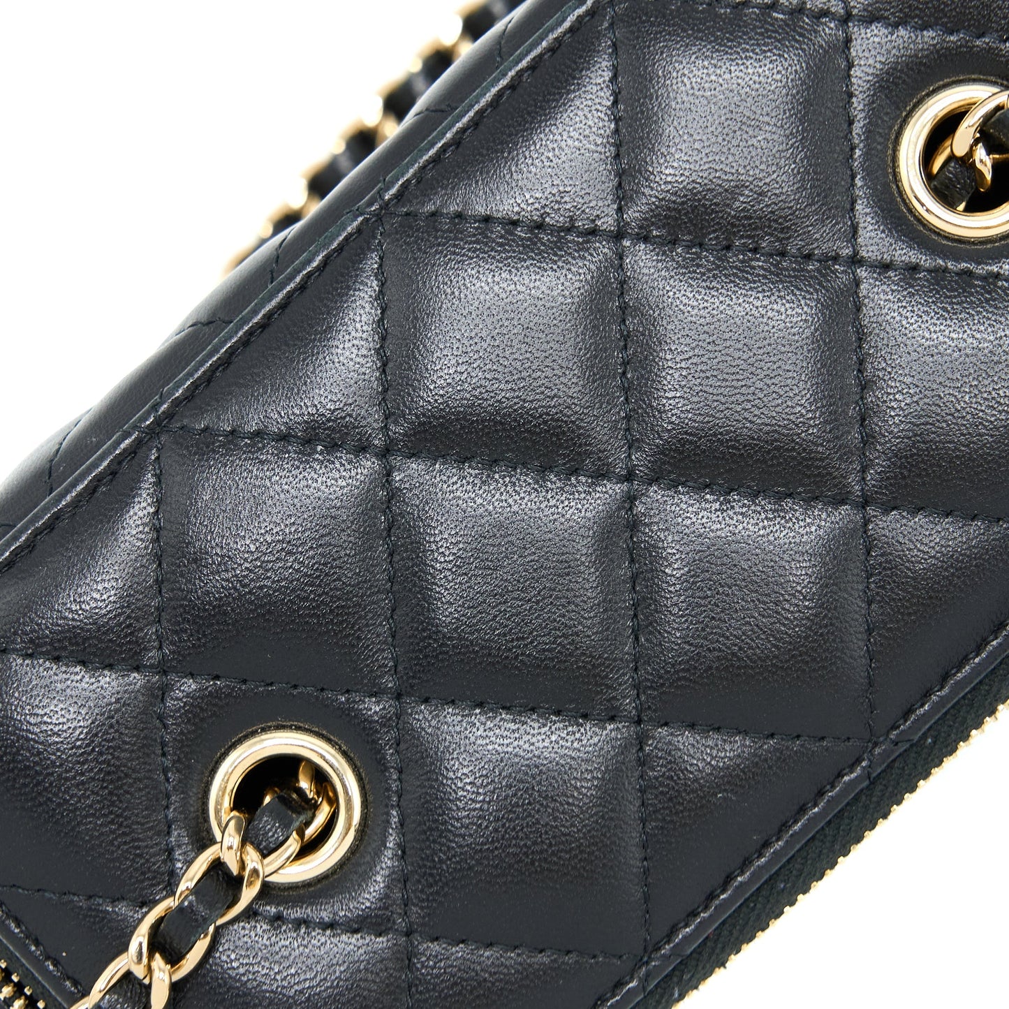 Chanel Long Vanity With Chain Lambskin Black L