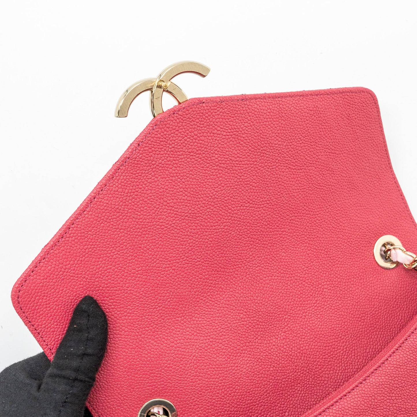 Chanel Giant CC logo Messenger Bag Grained Calfskin Pink L