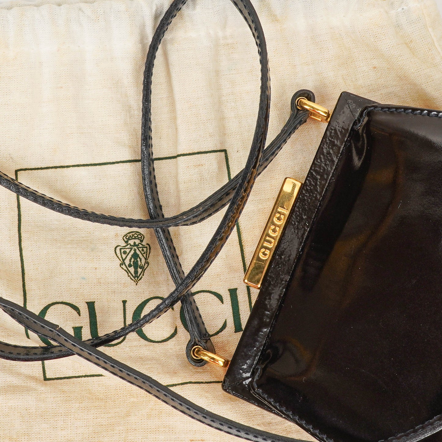 Gucci Black Patent Leather Shouder Bag