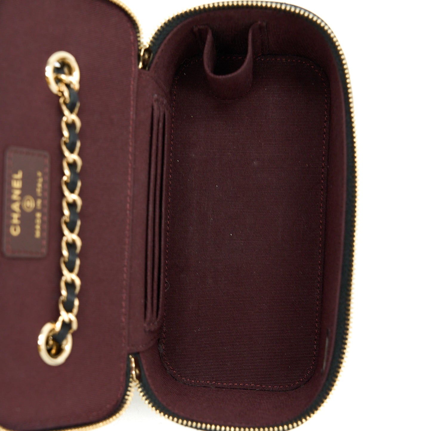 Chanel Long Vanity With Chain Lambskin Black L