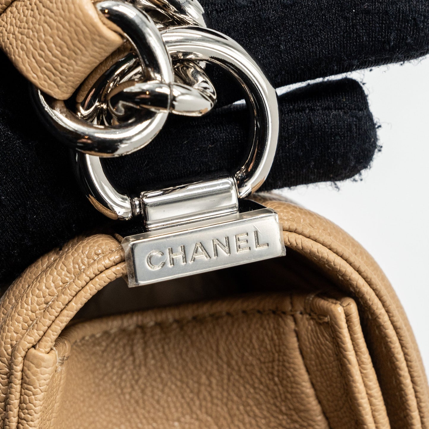 Chanel Small Boy Bag Caviar Light Beige