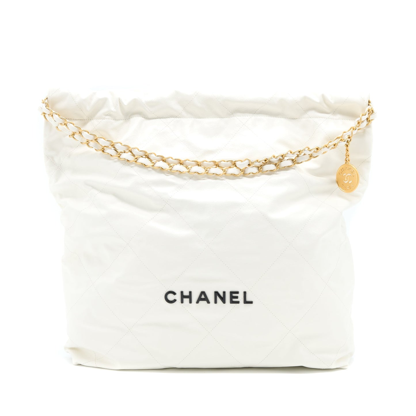 Chanel Large 22 Bag Calfskin White Brushed  (Microchip)