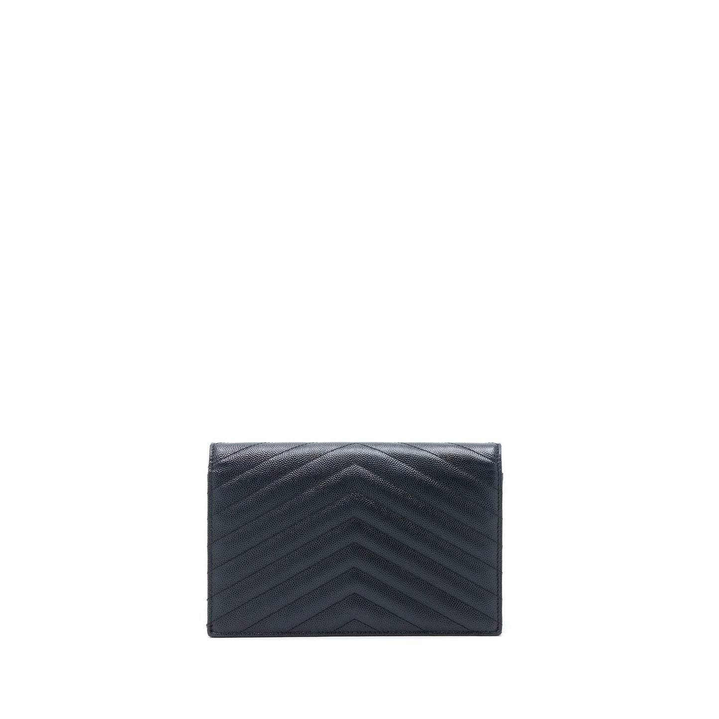 Saint Laurent/ Envelope Wallet On Chain Grain Calfskin Black