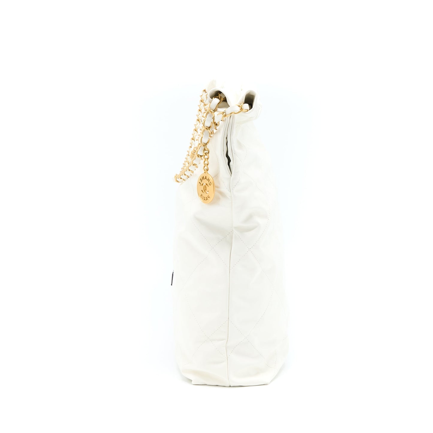 Chanel Large 22 Bag Calfskin White Brushed  (Microchip)