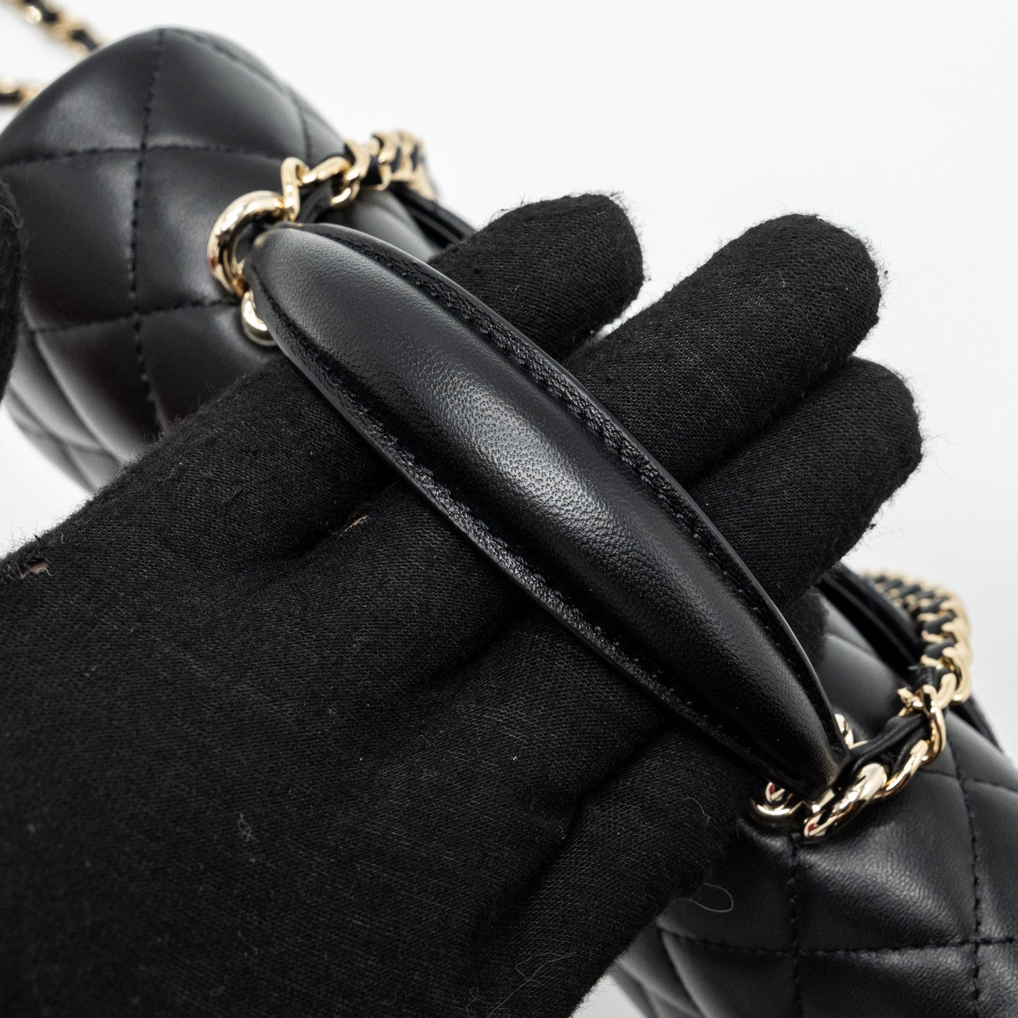 Chanel Top Handle Mini Rectangular Flap Bag lambskin Black L(Microchip)